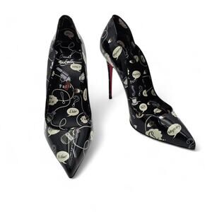 Christian Louboutin Hot Chick 100 Heel Pump Weapons Black Patent Size 40 US 10